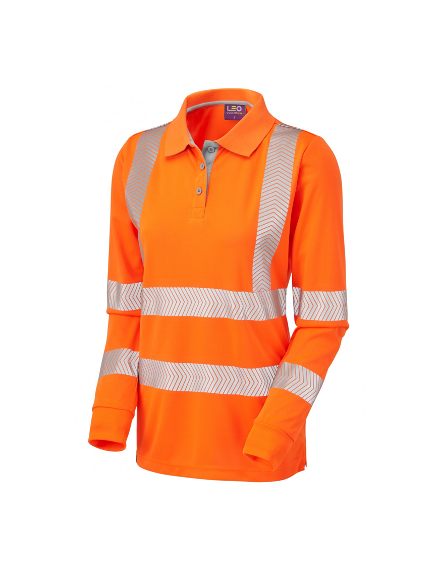 POLLYFIELD Class 2 Coolviz Ultra Women's Sleeved Polo Shirt Orange