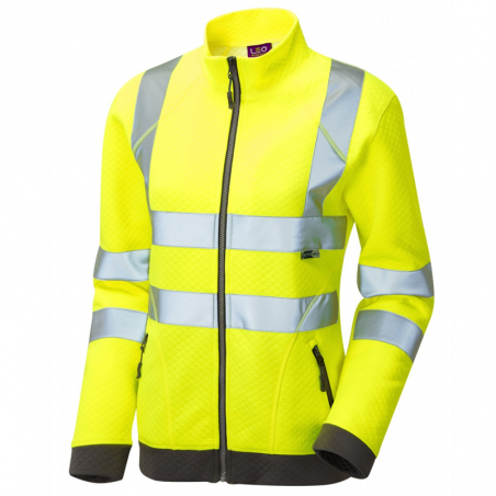 Leo Workwear - SSL03 Hollicombe Class 2 Women's Zipped Sweatshirt - Yellow - 2020ppe