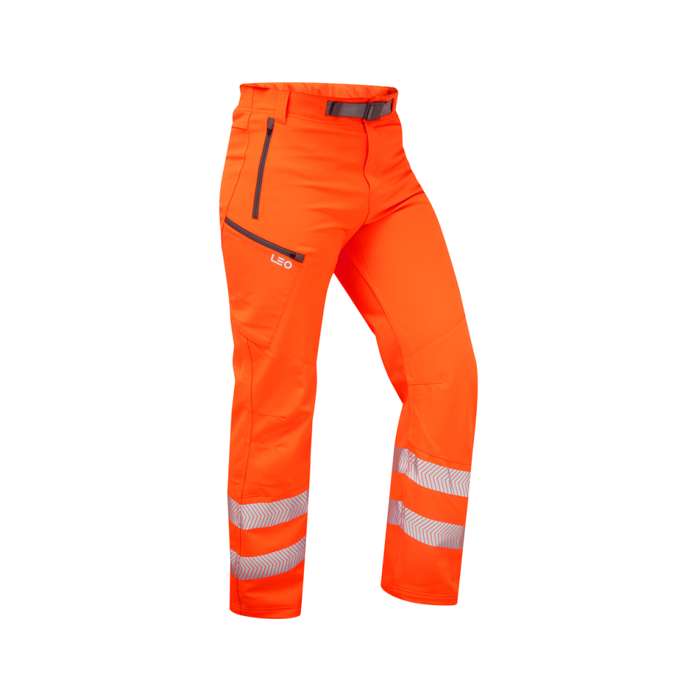 Leo Workwear - WT01 Class 1 Landcross Stretch Work Trousers - Orange - 2020ppe