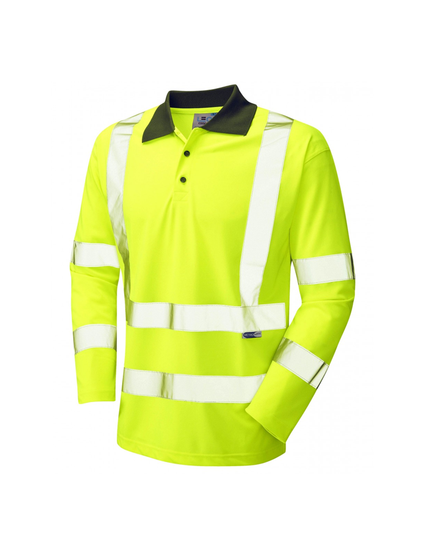 Leo Workwear - P06 Woolsery Class 3 Sleeved Polo Shirt Coolviz - Yellow - 2020ppe