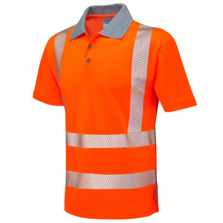 Leo Workwear - P03 Woolacombe Class 2 Coolviz Plus Polo Shirt - Orange - 2020ppe