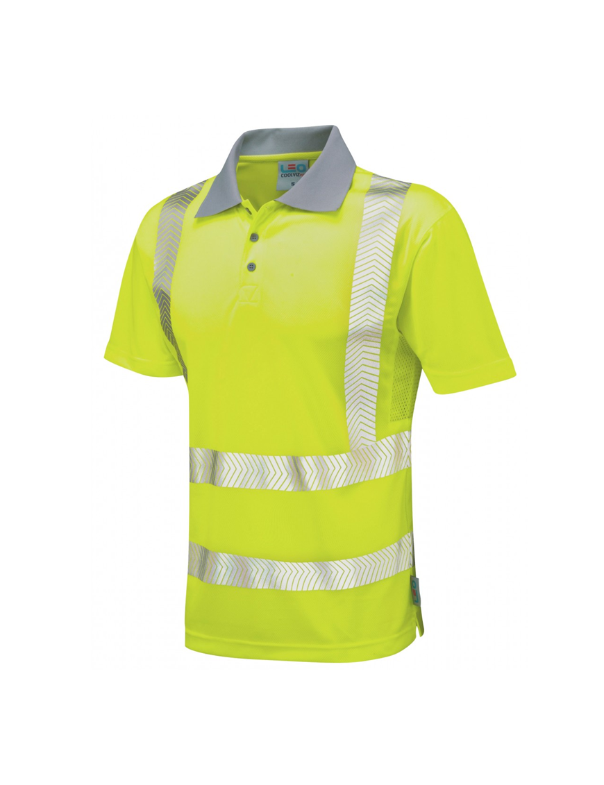 Leo Workwear - P03 Woolacombe Class 2 Coolviz Plus Polo Shirt - Yellow - 2020ppe