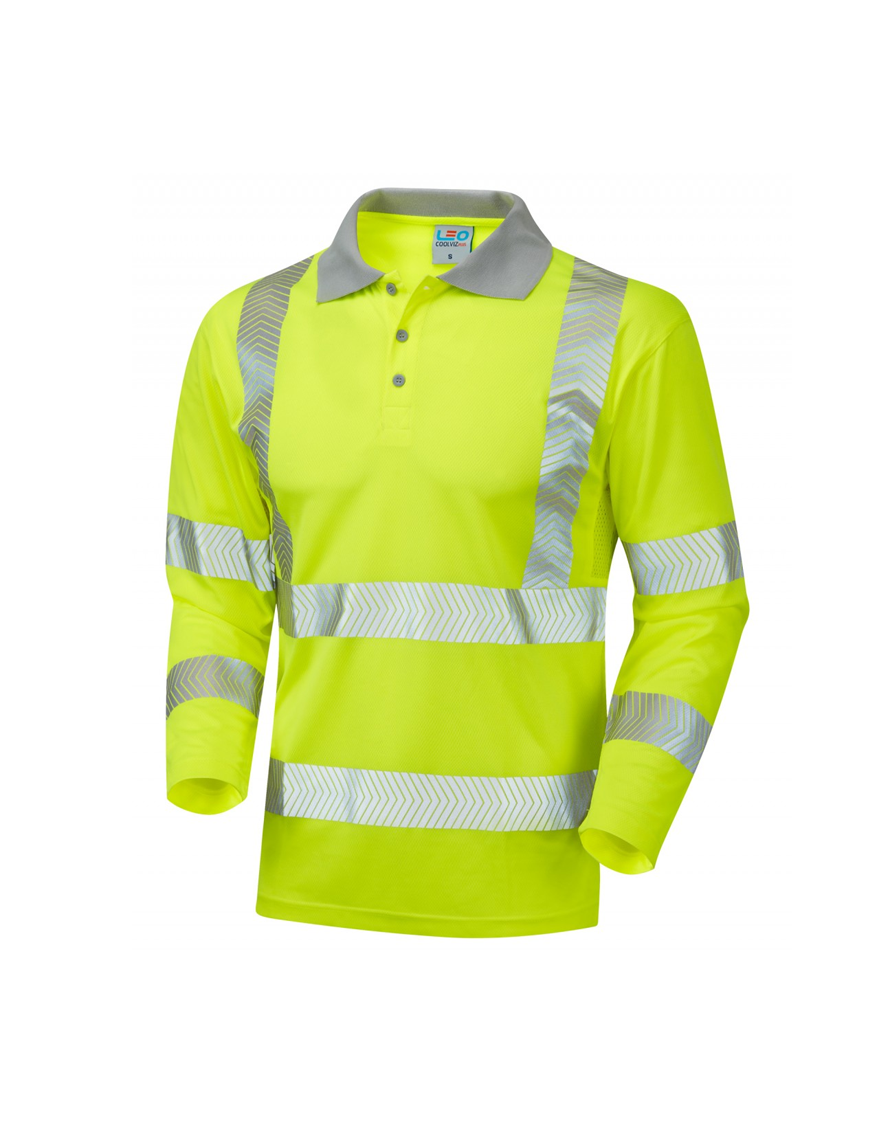 Leo Workwear - P08 Barricane Class 3 Coolviz Plus Sleeved Polo Shirt - Yellow - 2020ppe