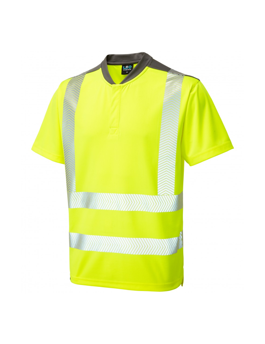 Leo Workwear - T12 Putsborough Class 2 Performance T Shirt - Yellow - 2020ppe