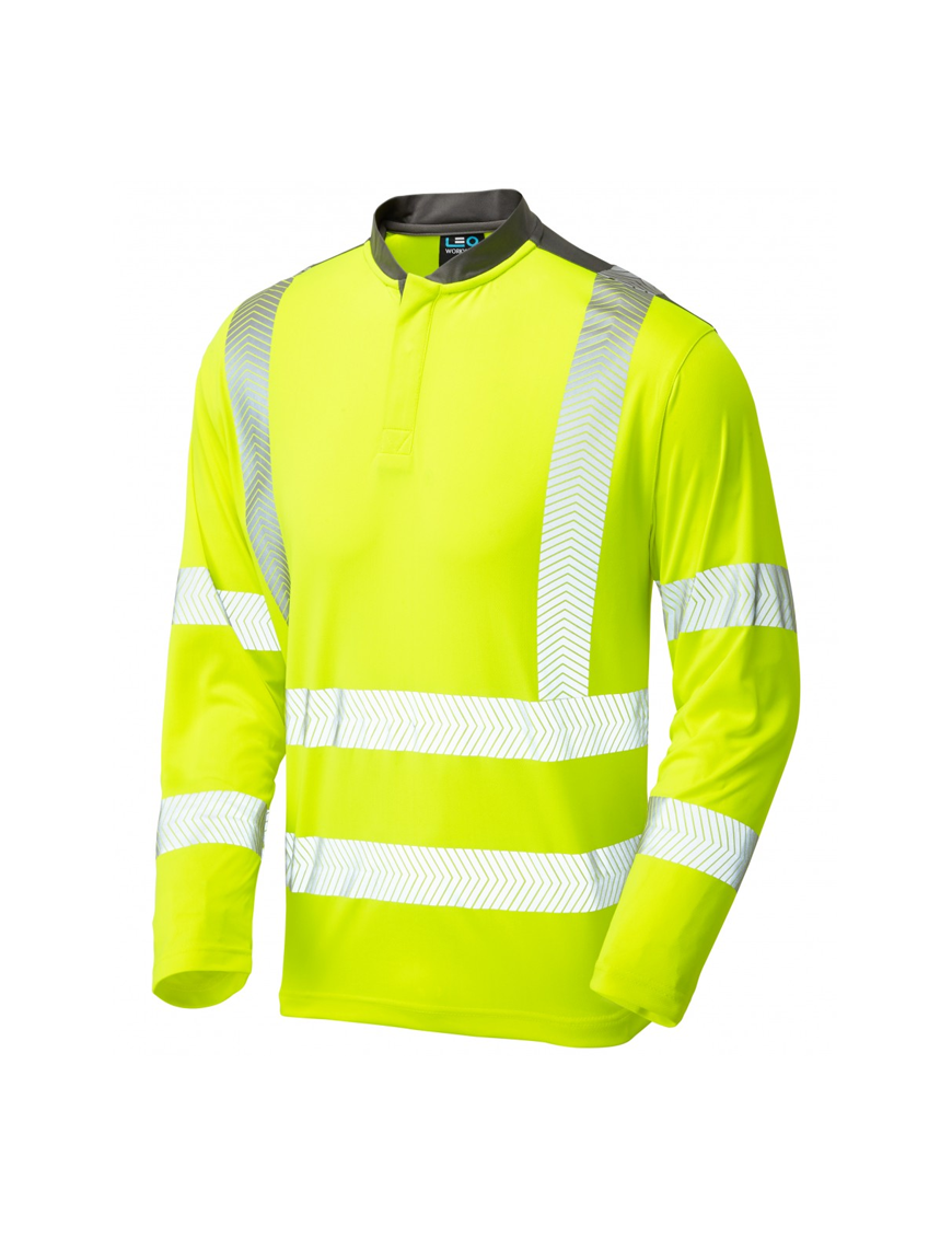 Leo Workwear - T13 Watermouth Class 3 Performance Sleeved T Shirt - Yellow - 2020ppe