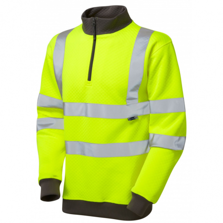 Leo Workwear - SS01 Brynsworthy Class 3 1/4 Zip Sweatshirt - Yellow- 2020ppe
