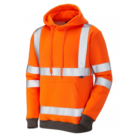 Leo Workwear - SS04 Goodleigh Class 3 Hooded Sweatshirt - Orange - 2020ppe